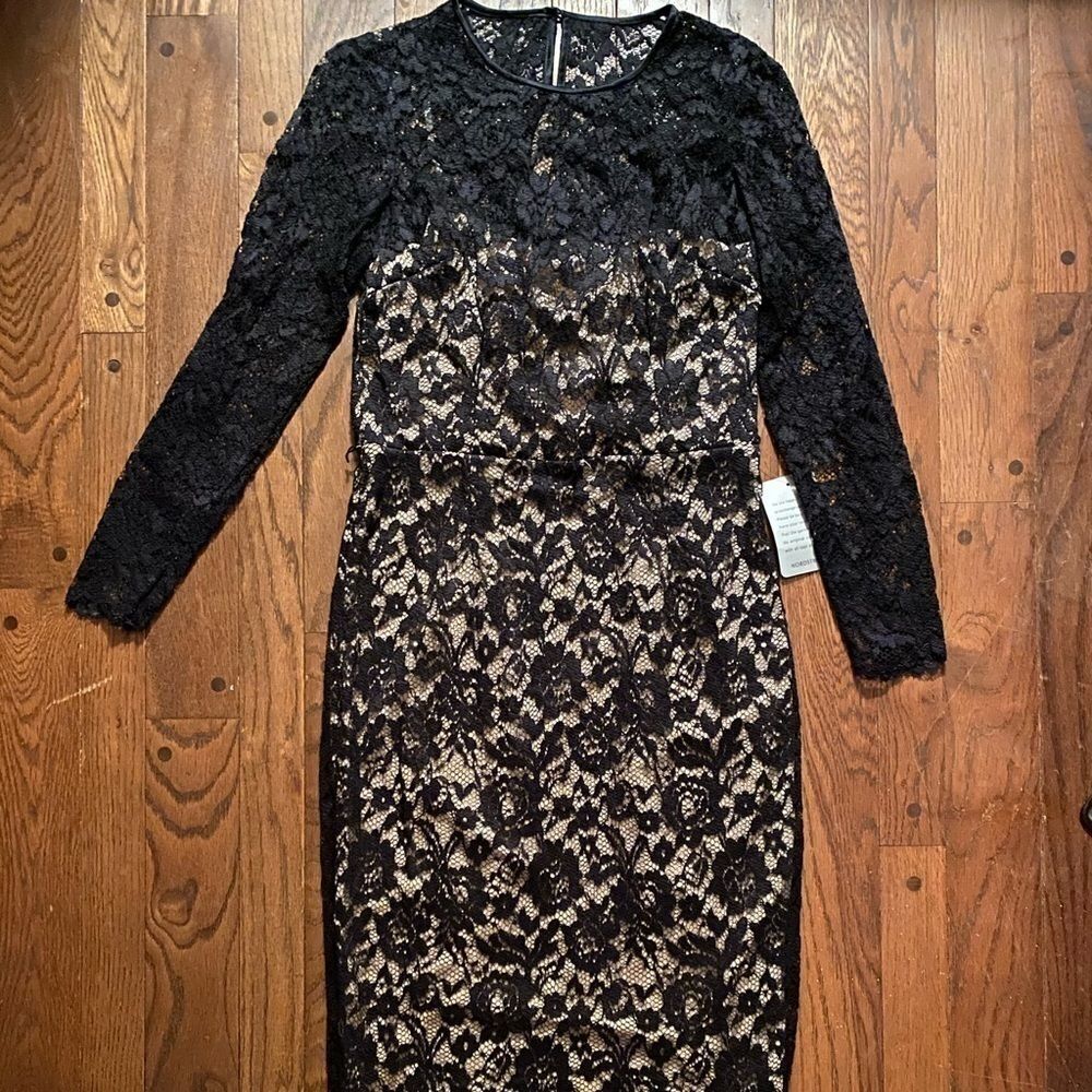 MAGGY London black‎ lace overlay cocktail dress